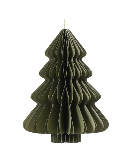 Sapin de Noël suspendu en papier alvéolé vert 40 cm