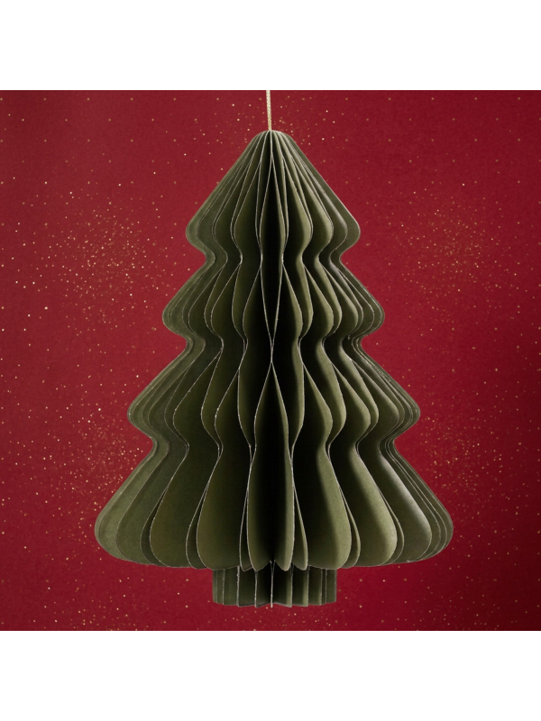 Sapin de Noël suspendu en papier alvéolé vert 40 cm