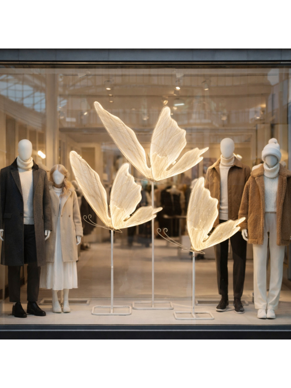 Papillon Lumineux sur Pied Blanc Chaud : une décoration féerique grand format