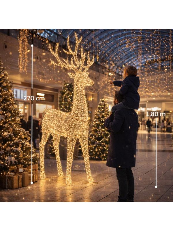 Renne Lumineux Géant 270 cm : Une Décoration de Noël Monumentale et Spectaculaire
