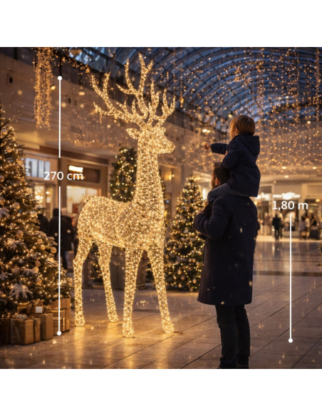 Renne Lumineux Géant 270 cm : Une Décoration de Noël Monumentale et Spectaculaire