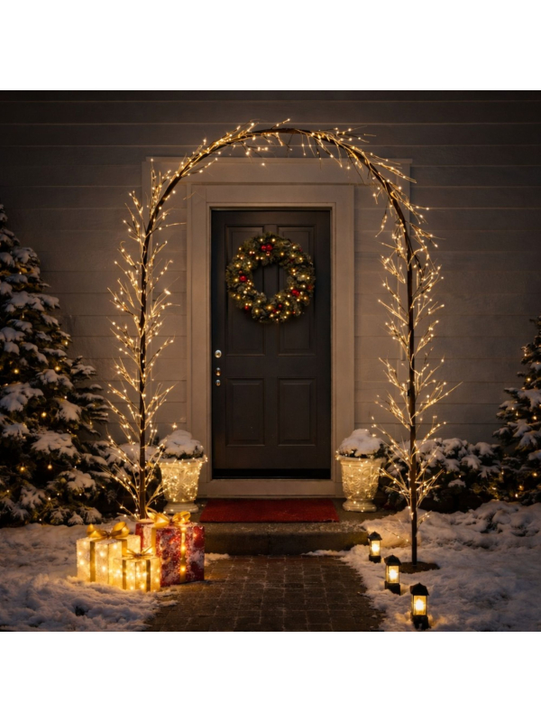 Arche Lumineuse LED Extérieure 230 cm – Décoration de Noël Blanc Chaud