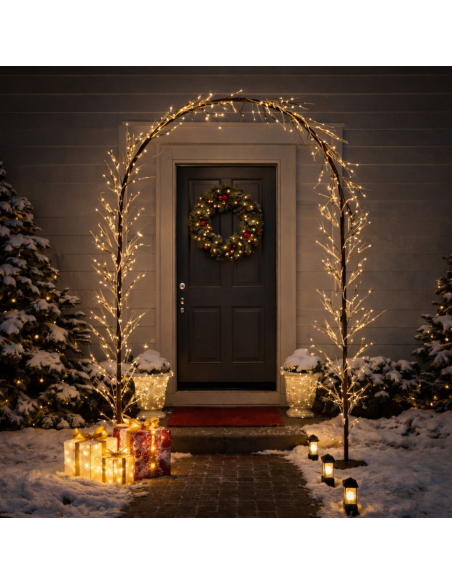 Arche Lumineuse LED Extérieure 230 cm – Décoration de Noël Blanc Chaud