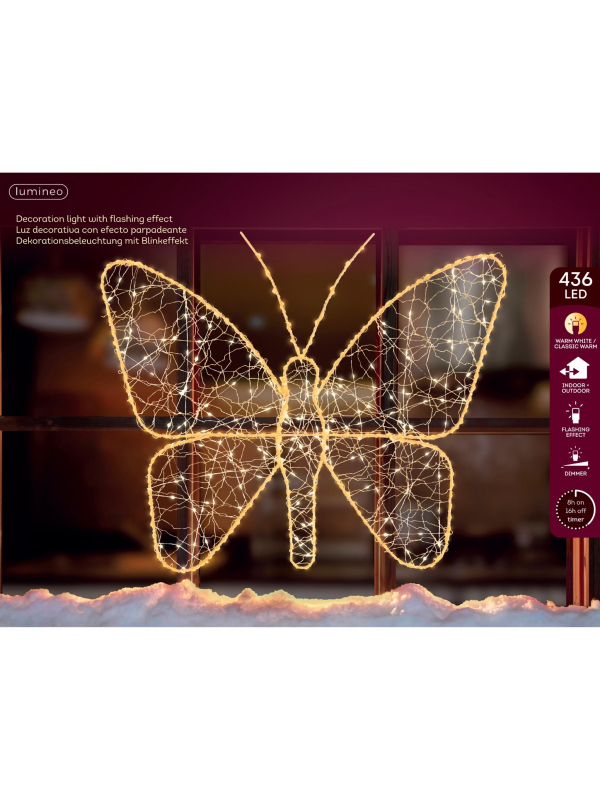 Papillon Lumineux LED Modulable Extérieur – 436 LED Blanc Chaud et Blanc Classique