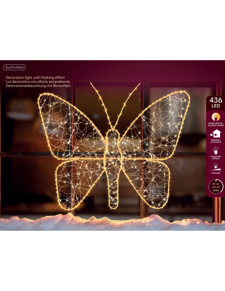 Papillon Lumineux LED Modulable Extérieur – 436 LED Blanc Chaud et Blanc Classique