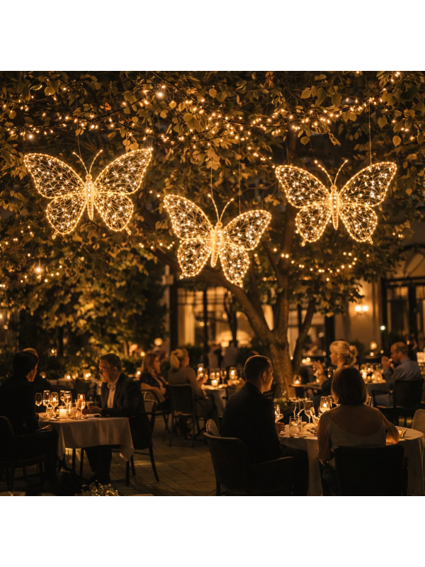 Papillon Lumineux LED Modulable Extérieur – 436 LED Blanc Chaud et Blanc Classique
