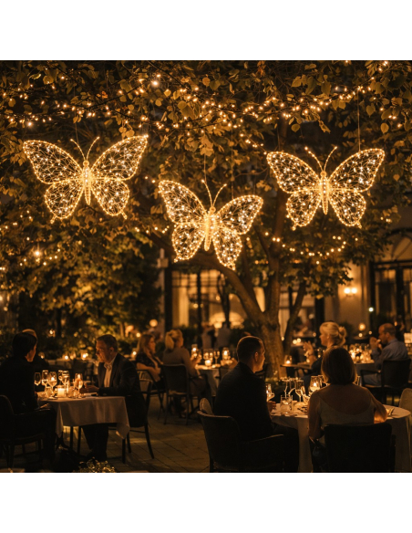 Papillon Lumineux LED Modulable Extérieur – 436 LED Blanc Chaud et Blanc Classique
