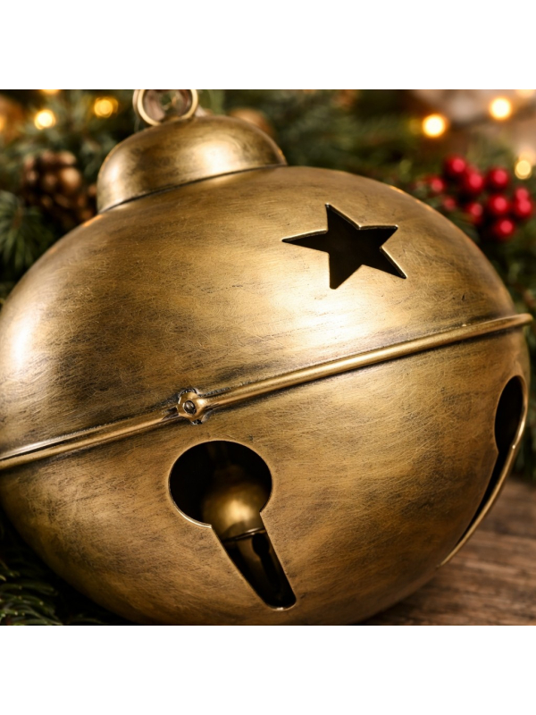 Cloche de Noël en métal doré – Set de 3 tailles décoratives à suspendre ou poser