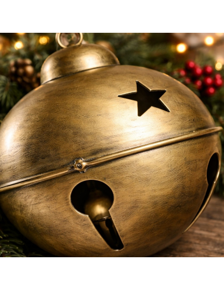Cloche de Noël en métal doré – Set de 3 tailles décoratives à suspendre ou poser