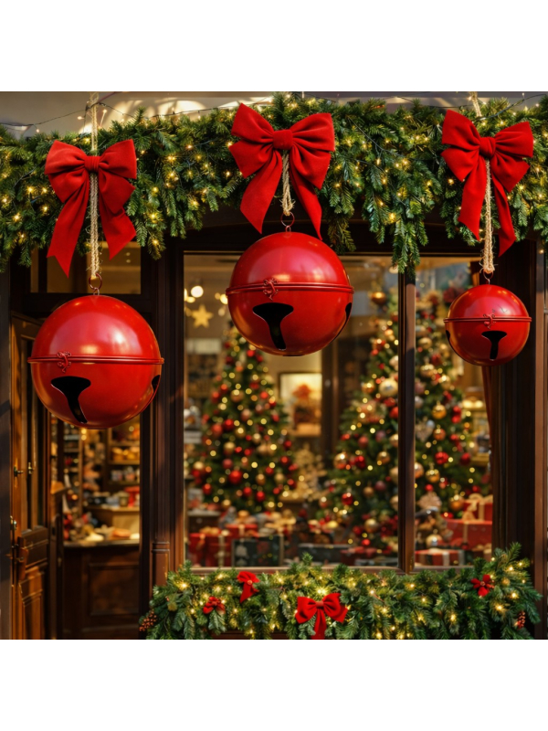 Grelots de Noël Géants XXL Ø 52, 42 et 31 cm – Créez une Décoration Spectaculaire et Élégante