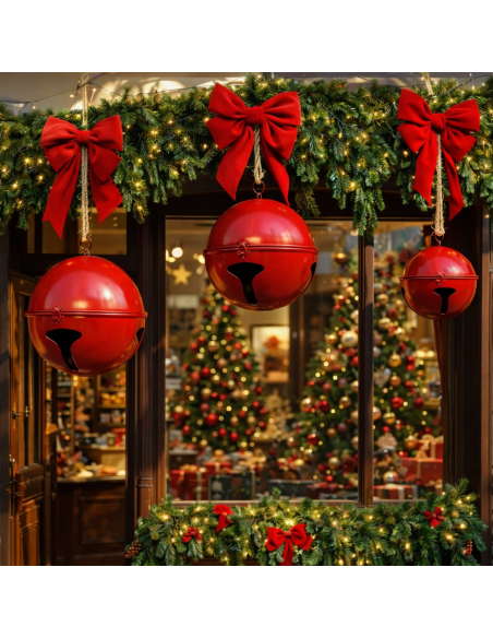 Grelots de Noël Géants XXL Ø 52, 42 et 31 cm – Créez une Décoration Spectaculaire et Élégante