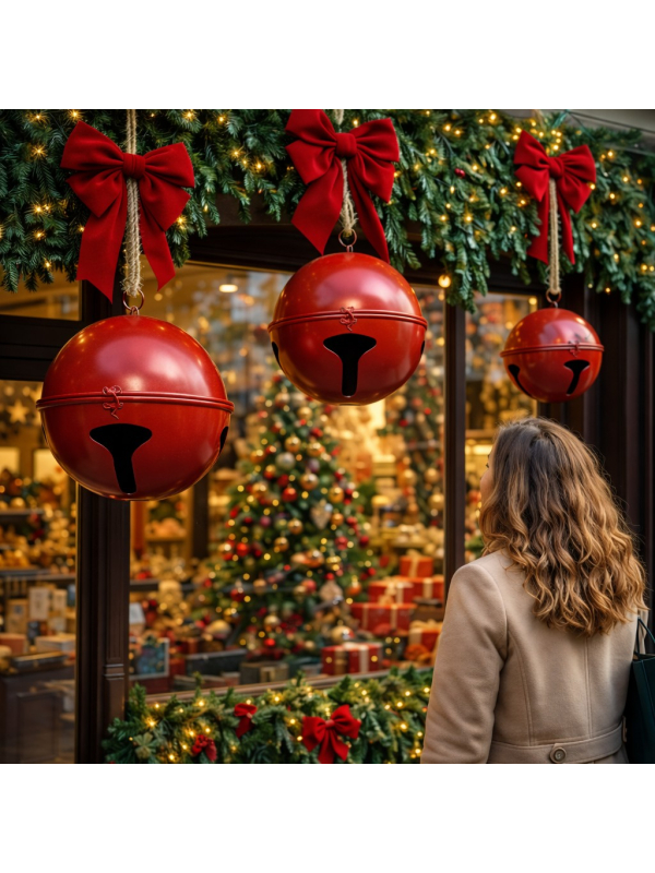 Grelots de Noël Géants XXL Ø 52, 42 et 31 cm – Créez une Décoration Spectaculaire et Élégante