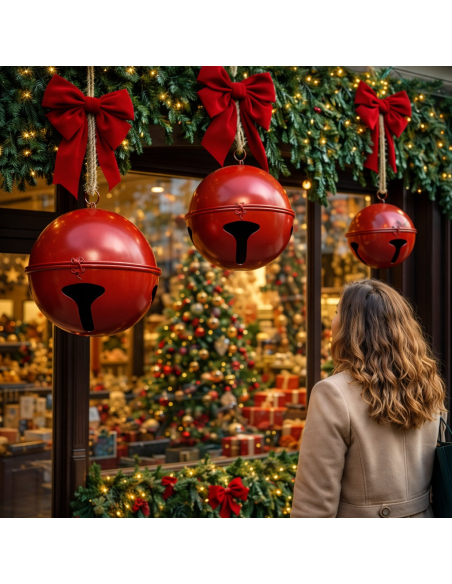 Grelots de Noël Géants XXL Ø 52, 42 et 31 cm – Créez une Décoration Spectaculaire et Élégante