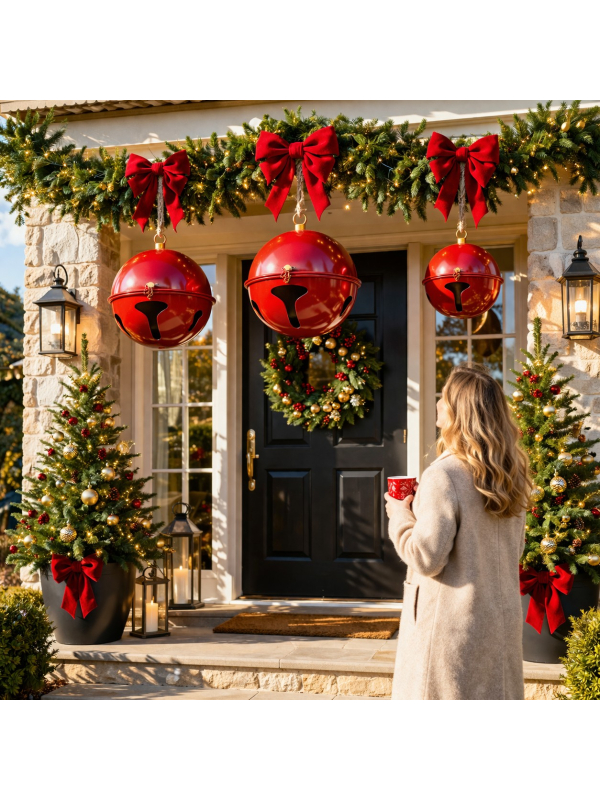 Grelots de Noël Géants XXL Ø 52, 42 et 31 cm – Créez une Décoration Spectaculaire et Élégante