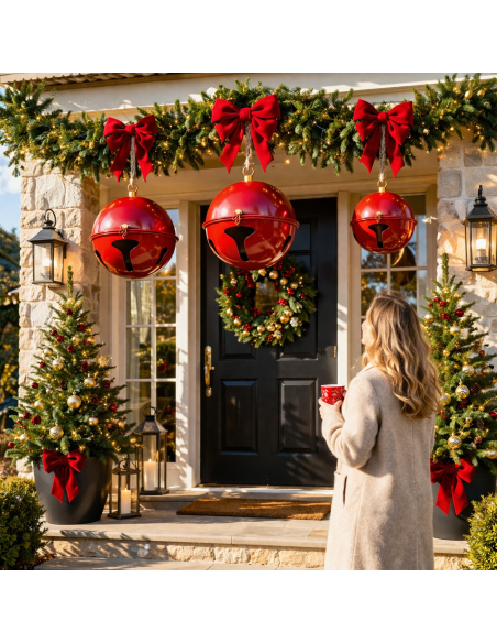 Grelots de Noël Géants XXL Ø 52, 42 et 31 cm – Créez une Décoration Spectaculaire et Élégante