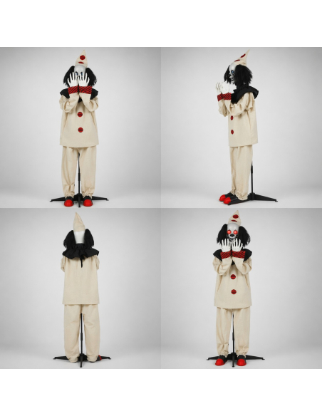 Automate clown effet sursaut 185 cm – animé son, lumière et mouvement