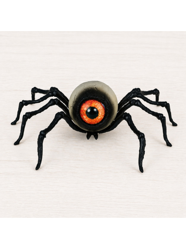 Araignée Halloween œil géant (16 cm – décoration PVC réaliste)