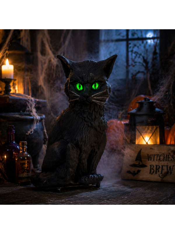 Chat noir Halloween avec son et lumière (32 cm...