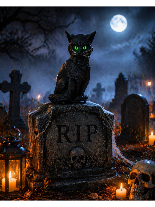 Chat noir Halloween avec son et lumière (32 cm...