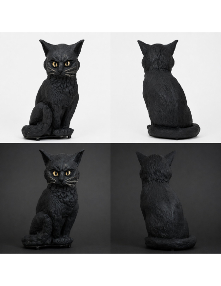 Chat noir Halloween avec son et lumière (32 cm – yeux verts clignotants)
