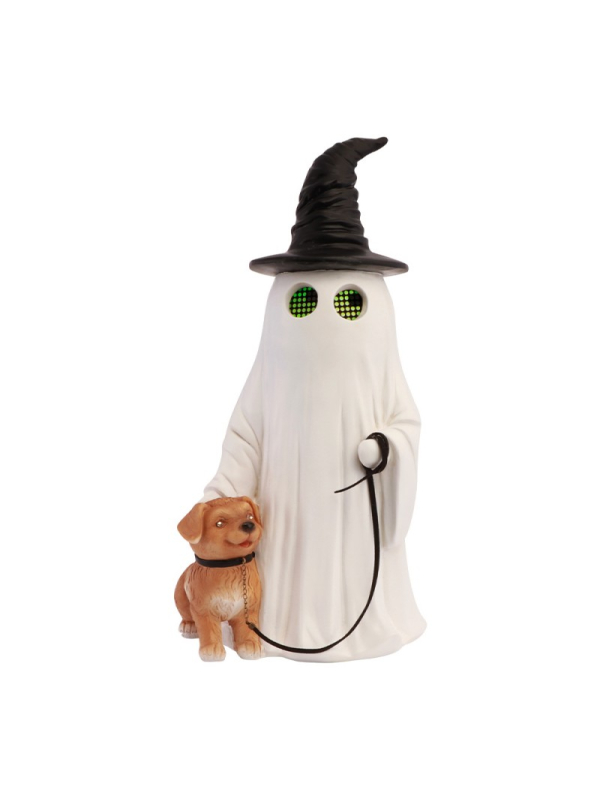 Figurine Halloween fantôme avec chien et laisse noire