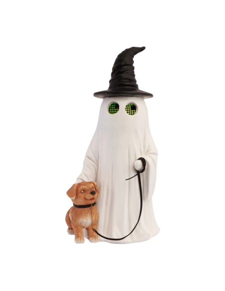 Figurine Halloween fantôme avec chien et laisse noire