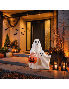 Lot de 2 fantômes lumineux avec citrouille – Décoration Halloween LED 62 cm 2