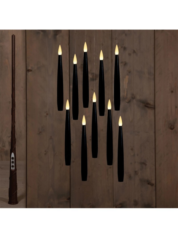 Bougies LED flottantes avec baguette magique – Créez une ambiance magique et élégante noires