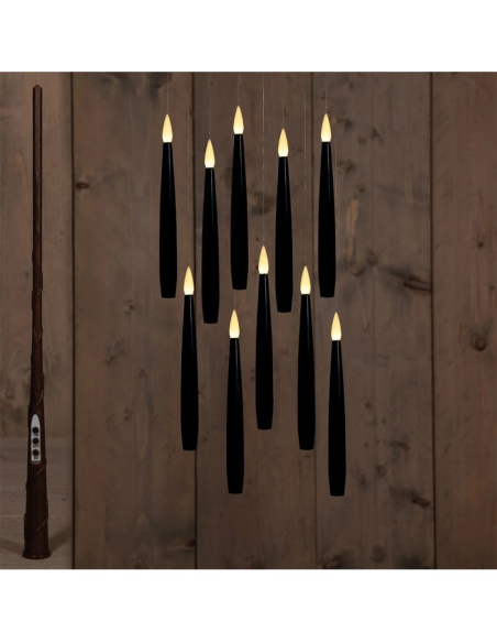 Bougies LED flottantes avec baguette magique – Créez une ambiance magique et élégante noires
