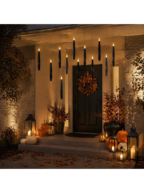 Bougies LED flottantes avec baguette magique – Créez une ambiance magique et élégante noires