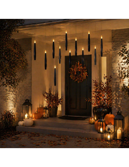 Bougies LED flottantes avec baguette magique – Créez une ambiance magique et élégante noires
