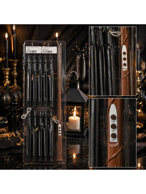 Bougies LED flottantes avec baguette magique – Créez une ambiance magique et élégante noires