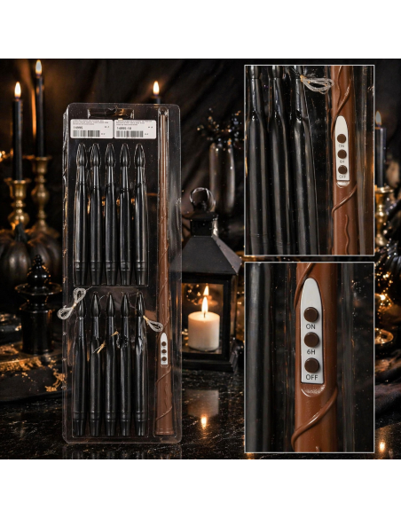 Bougies LED flottantes avec baguette magique – Créez une ambiance magique et élégante noires