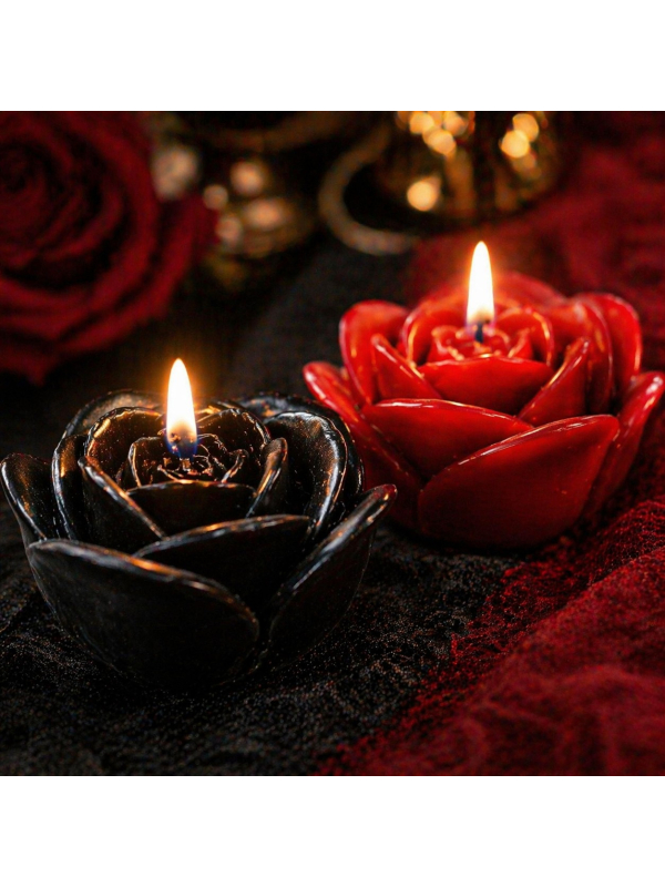 Lot de 4 bougies roses noires