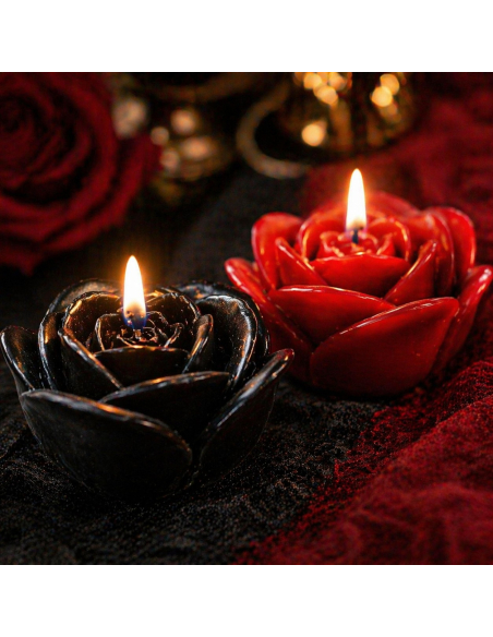 Lot de 4 bougies roses noires