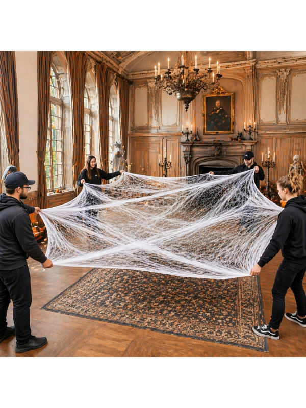 Toile d’araignée Halloween blanche 500 g – extensible jusqu’à 155 m²