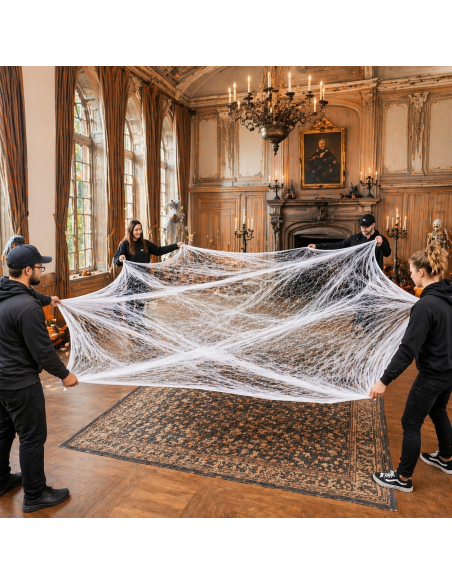 Toile d’araignée Halloween blanche 500 g – extensible jusqu’à 155 m²