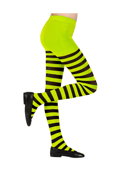 Collant rayé noir et vert enfant – Collant Halloween sorcière, abeille, clown