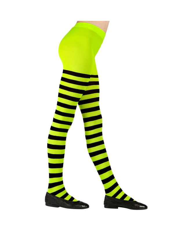 Collant rayé noir et vert enfant – Collant Halloween sorcière, abeille, clown