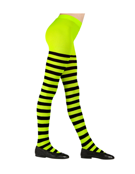 Collant rayé noir et vert enfant – Collant Halloween sorcière, abeille, clown