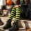 Collant rayé noir et vert enfant – Collant Halloween sorcière, abeille, clown
