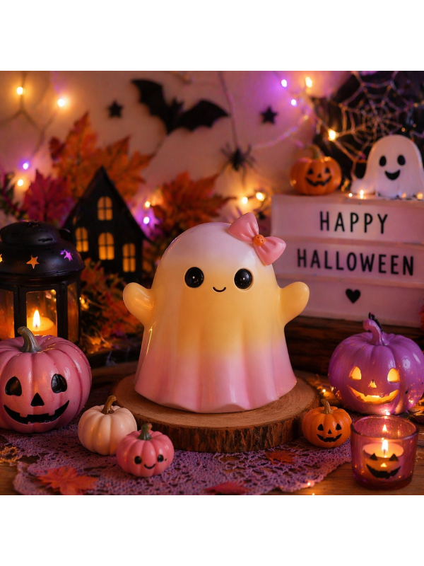 Fantôme Souriant en Résine (20 cm) – Décoration Halloween et Summerween