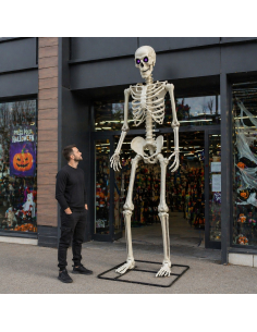Squelette Géant 317,5 cm avec Yeux LED – Décoration Halloween XXL sur Socle Métal