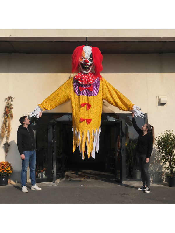 Clown Géant à Suspendre 3 m – Décoration Halloween XXL Terrifiante