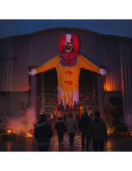 Clown Géant à Suspendre 3 m – Décoration Halloween XXL Terrifiante