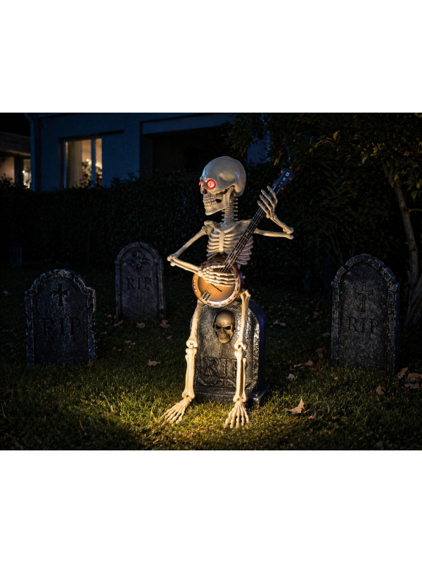 Automate halloween squelette jouant du banjo - 90 cm