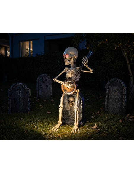Automate halloween squelette jouant du banjo - 90 cm