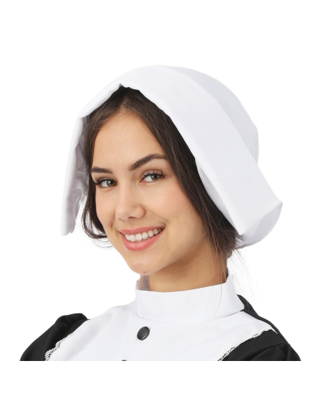 Coiffe de Pèlerine Puritaine Femme – Bonnet Historique Salem Halloween