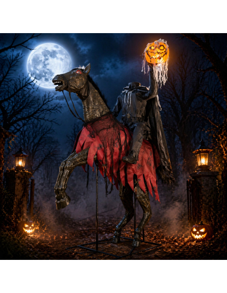 Automate Halloween : Cavalier Sans Tête sur Cheval - 210 cm