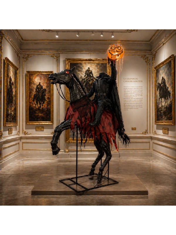 Automate Halloween : Cavalier Sans Tête sur Cheval - 210 cm